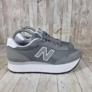 New Balance 515HGR Women's Gray Suede Mesh Low Top Platform Sneakers
